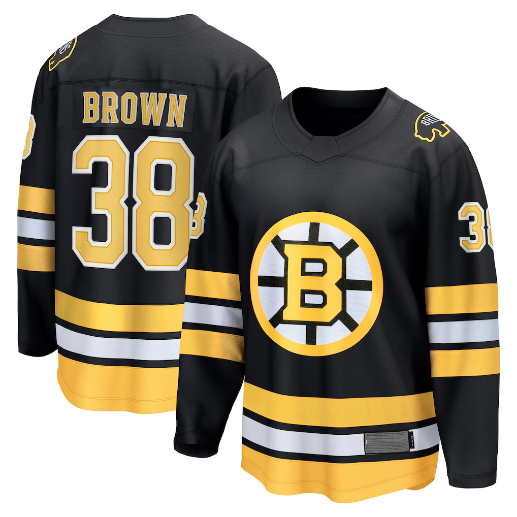 Tlead B.Bruins #38 Patrick Brown Black Home Breakaway Player Stitched Jerseys