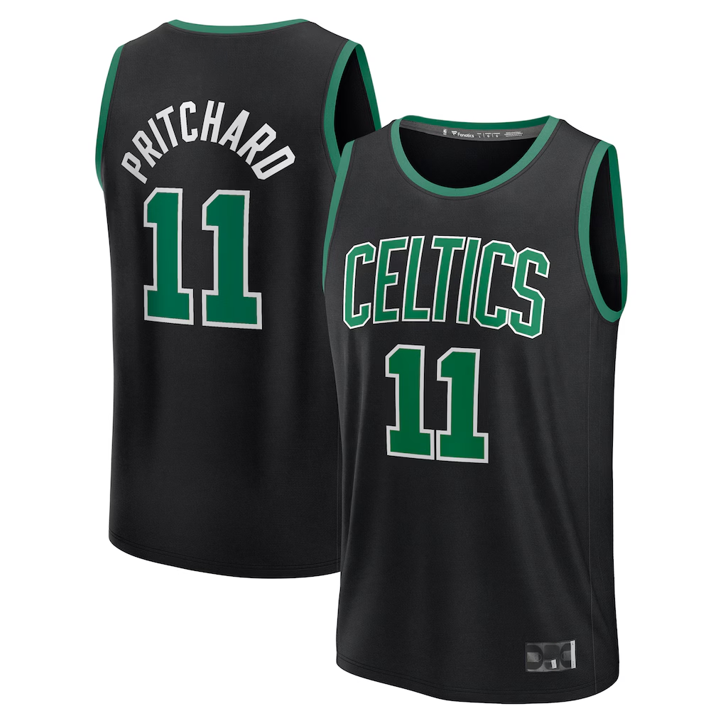 Tlead B.Celtics #11 Payton Pritchard  Black Fast Break Replica Player Jerseys - Statement Edition