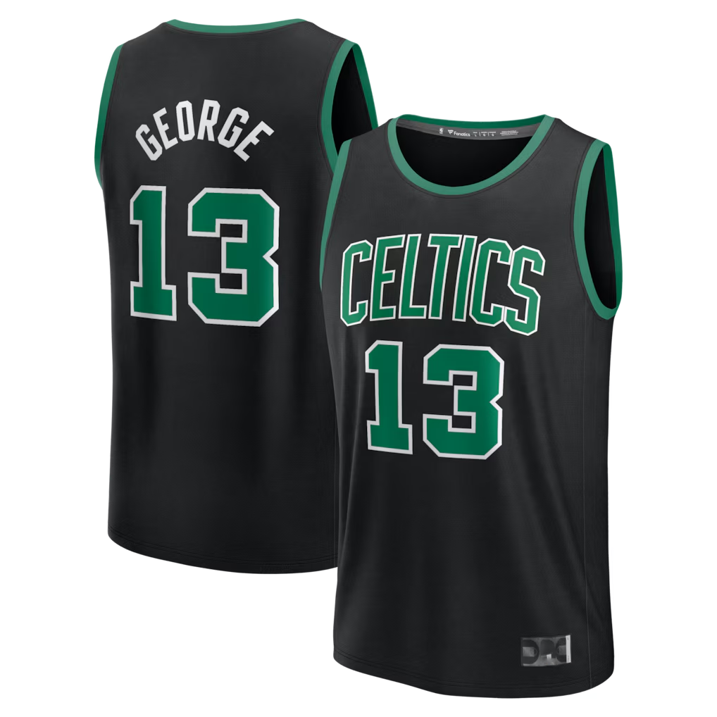 Tlead B.Celtics #13 Paul George Black Fast Break Replica Jerseys - Statement Edition