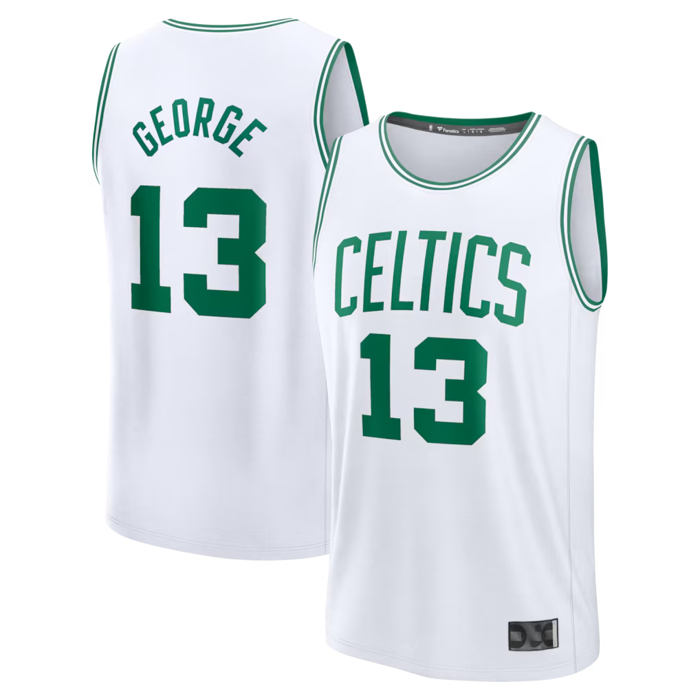 Tlead B.Celtics #13 Paul George  White Fast Break Replica Jerseys - Association Edition