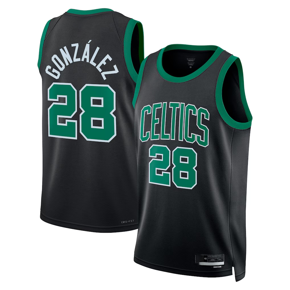 Tlead B.Celtics #28 Hugo Gonz¨¢lez Black Swingman Jerseys - Statement Edition