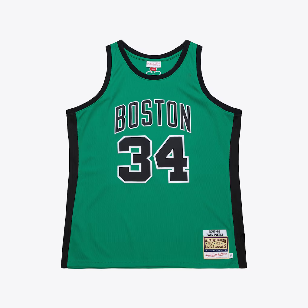 Tlead B.Celtics #34 Paul Pierce Mitchell & Ness Kelly Green 2007-08 Hardwood Classics Authentic Jerseys