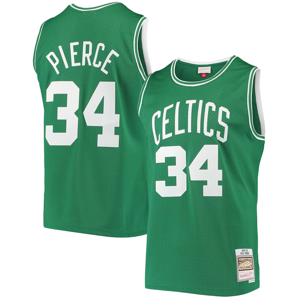 Tlead B.Celtics #34 Paul Pierce Mitchell & Ness Kelly Green Hardwood Classics Swingman Jerseys