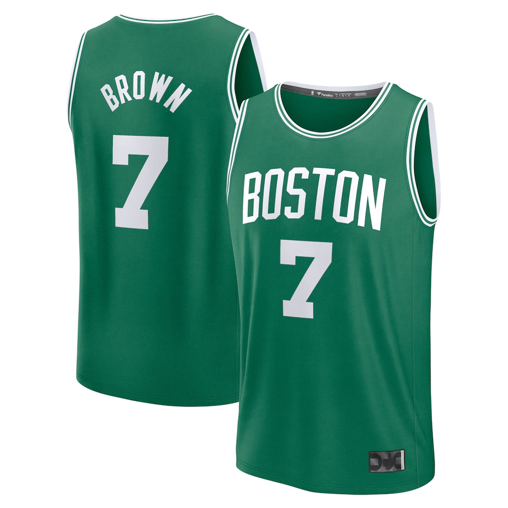 Tlead B.Celtics #7 Jaylen Brown  Kelly Green Fast Break Replica Player Jerseys - Icon Edition