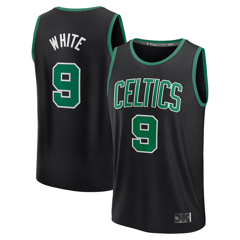 Tlead B.Celtics #9 Derrick White  Black Fast Break Replica Player Jerseys - Statement Edition