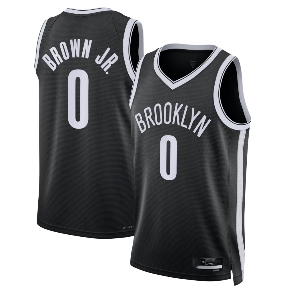 Tlead B.Nets #0 Mikel Brown Jr. Black Swingman Jerseys - Icon Edition