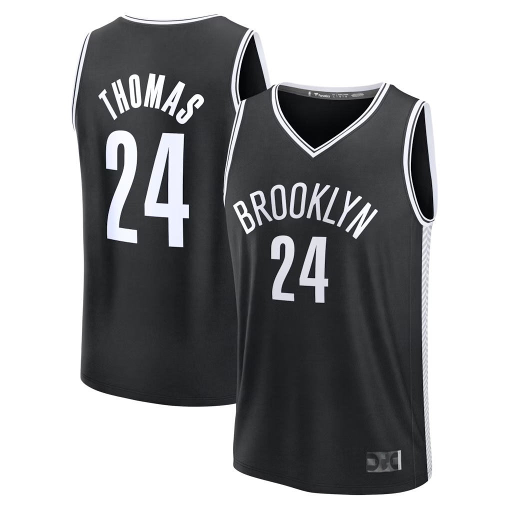 Tlead B.Nets #24 Cam Thomas Black Fast Break Replica Jerseys - Icon Edition