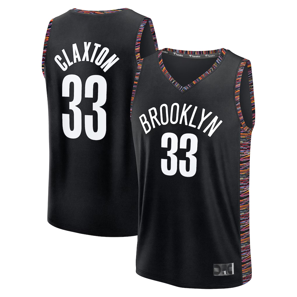Tlead B.Nets #33 Nic Claxton Black 202526 City Edition Fast Break Jerseys