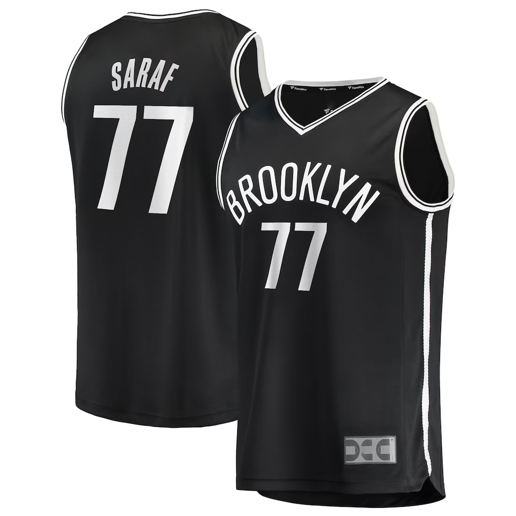 Tlead B.Nets #77 Ben Saraf  Black Fast Break Replica Jerseys - Icon Edition
