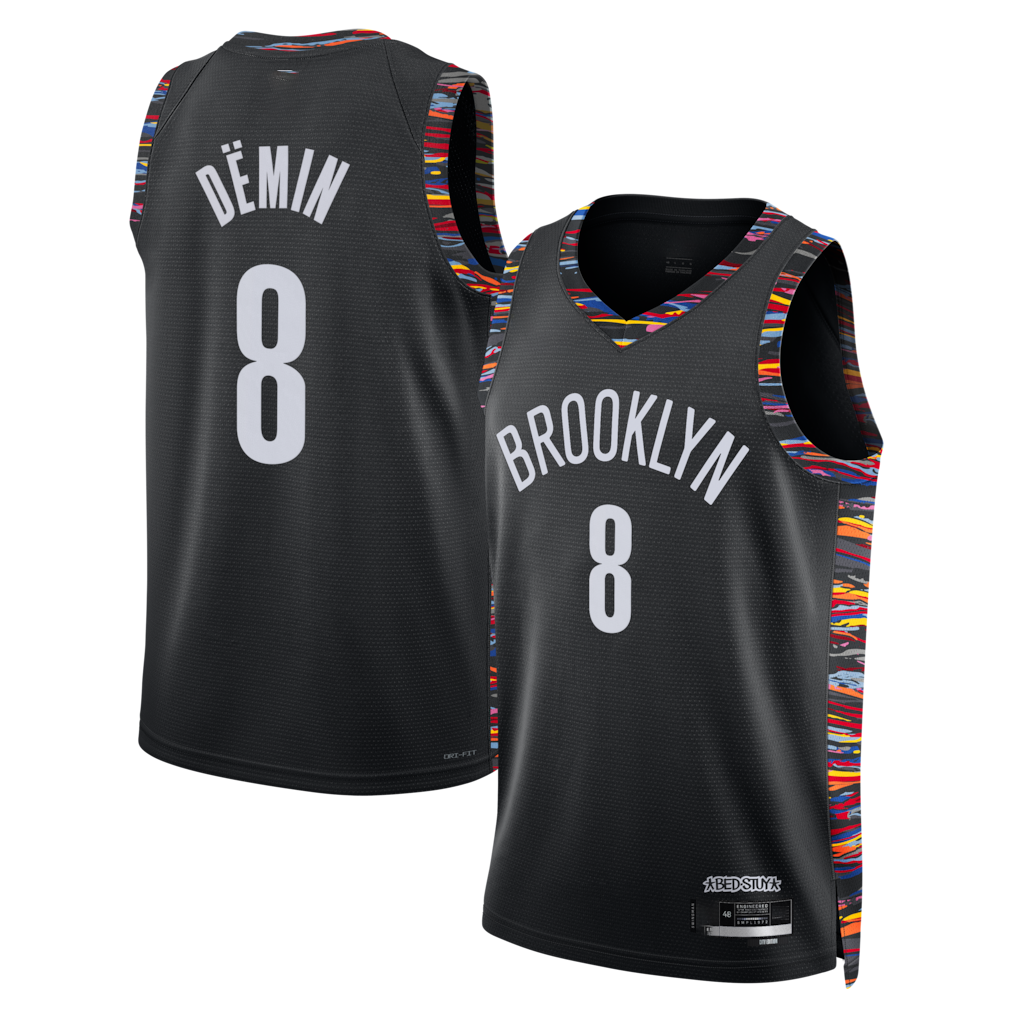 Tlead B.Nets #8 Egor D?min Black 202526 Swingman Jerseys - City Edition