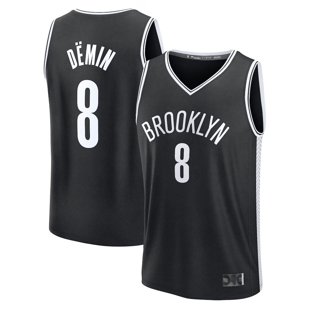 Tlead B.Nets #8 Egor D?min Black Fast Break Replica Jerseys - Icon Edition