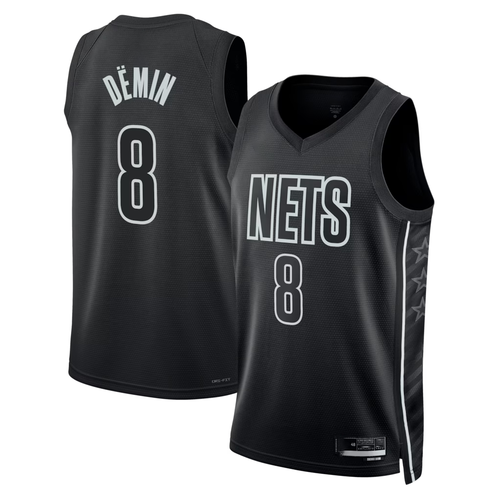 Tlead B.Nets #8 Egor D?min  Black Swingman Jerseys - Statement Edition