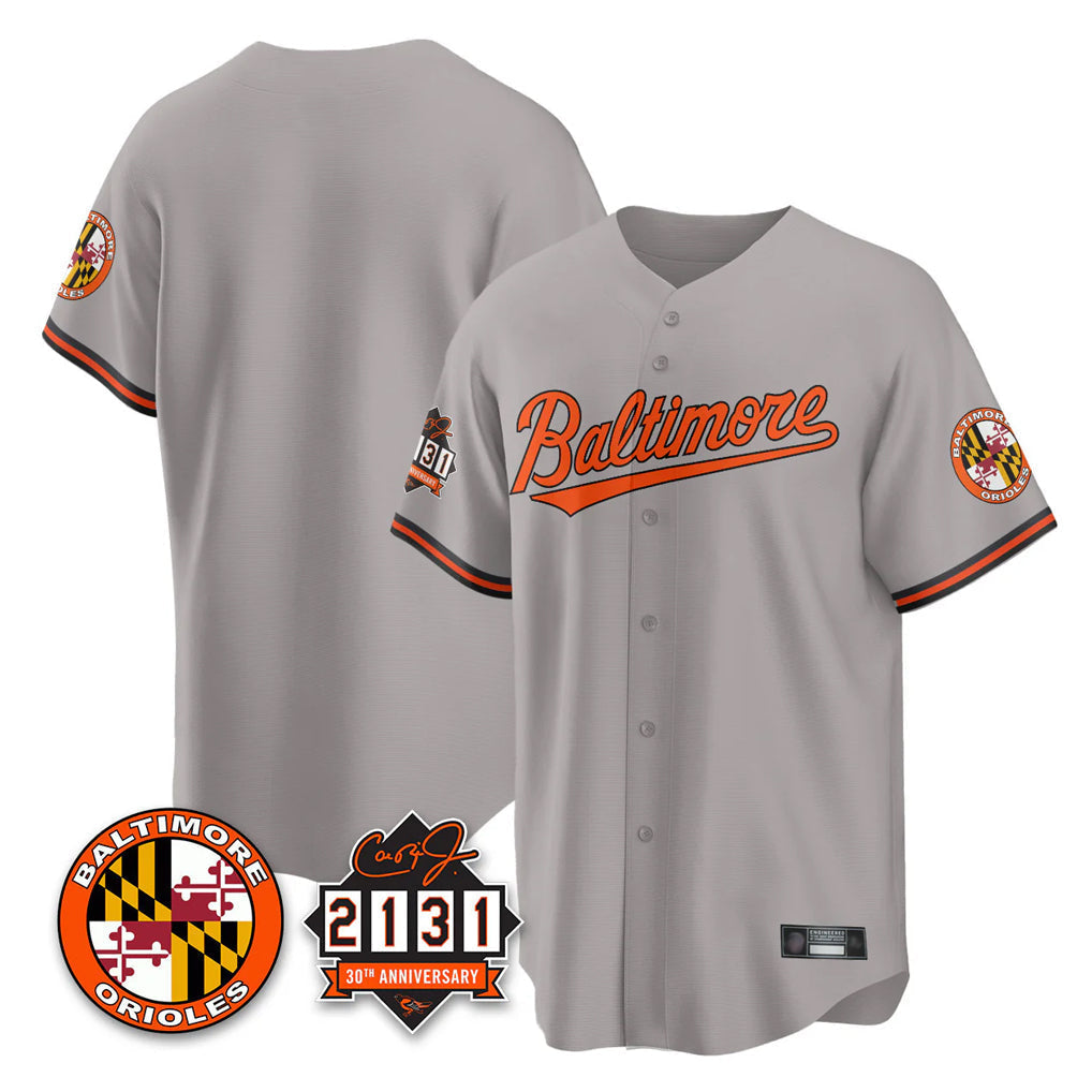 Tlead B.Orioles Gray 30th Anniversary of 2131 Home Game Blank Player Stitched Jerseys