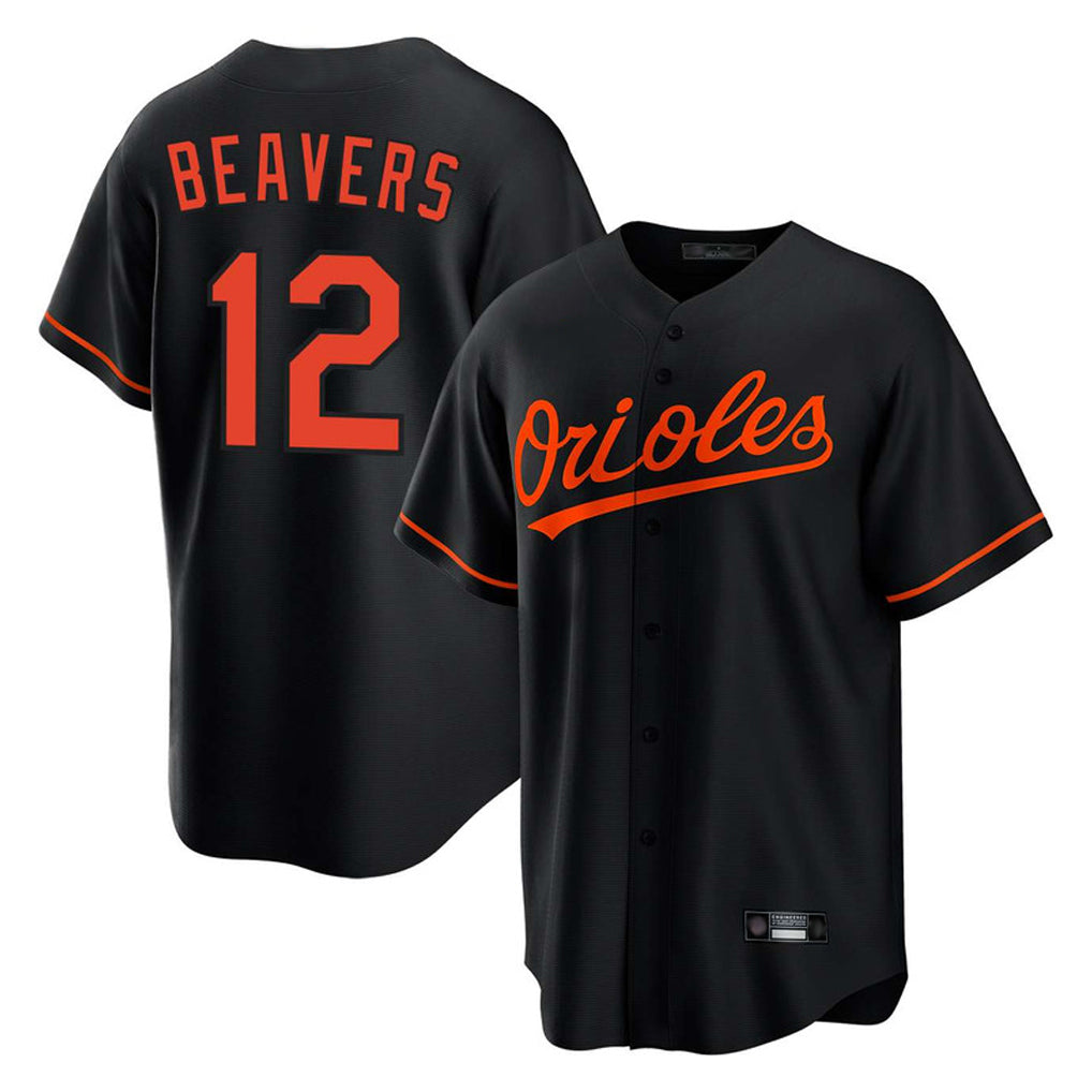 Tlead B.Orioles #12 Dylan Beavers Player Black Home Game Stitched Jerseys
