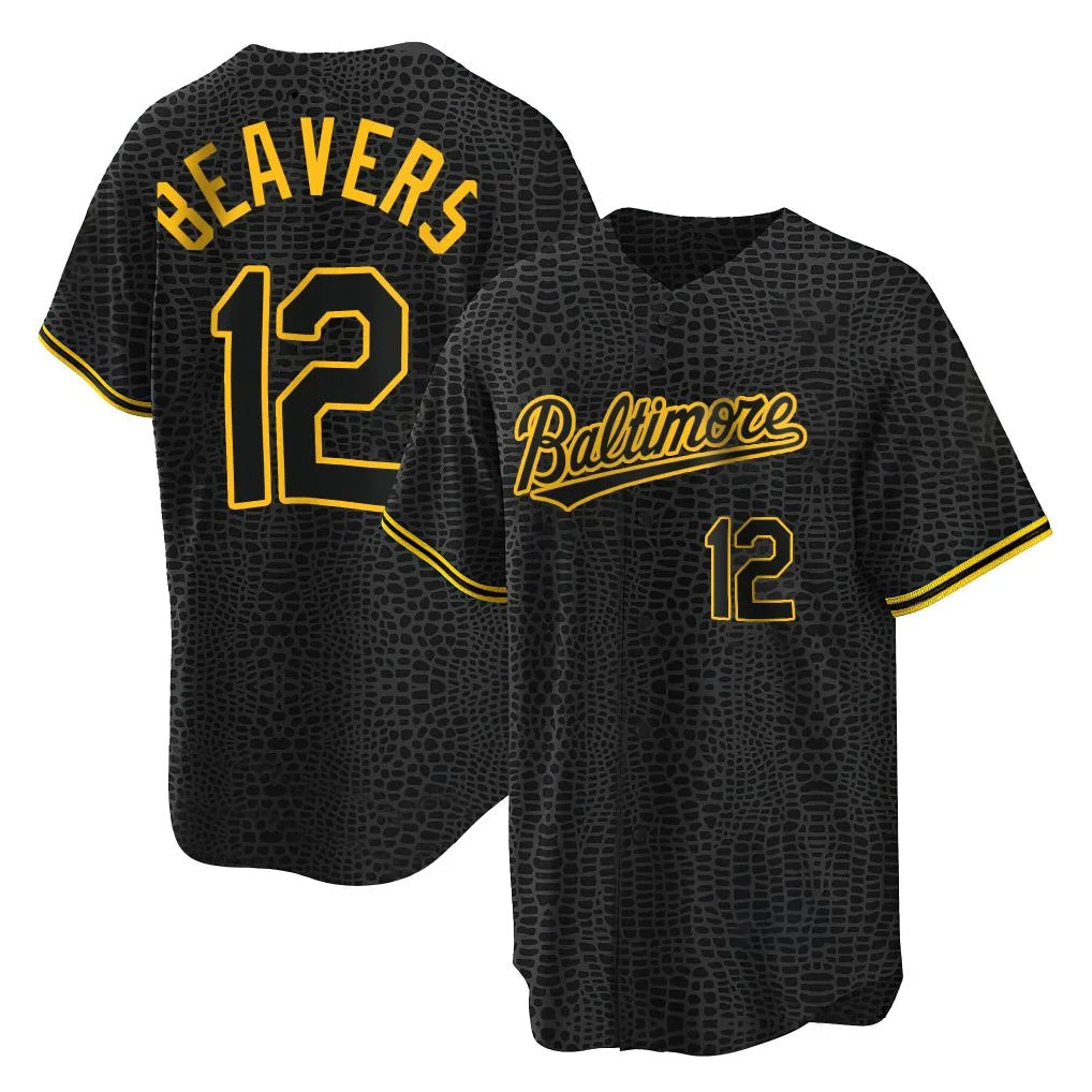 Tlead B.Orioles #12 Dylan Beavers Player Black Snake Skin City Home Game Stitched Jerseys
