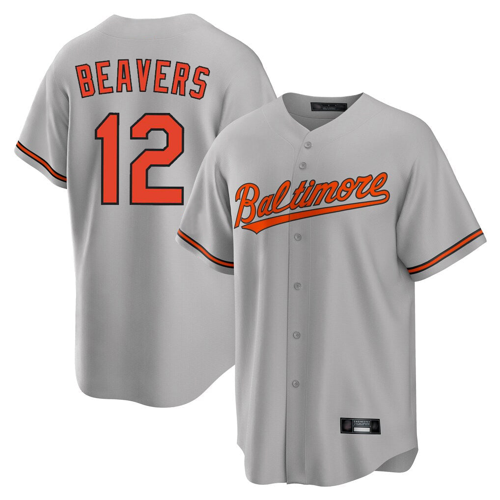 Tlead B.Orioles #12 Dylan Beavers Player Gray Home Game Stitched Jerseys