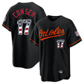 Tlead B.Orioles #17 Colton Cowser Player Black USA 250 Fourth of July Home Game Stitched Jerseys
