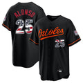 Tlead B.Orioles #25 Pete Alonso Player Black USA 250 Fourth of July Home Game Stitched Jerseys