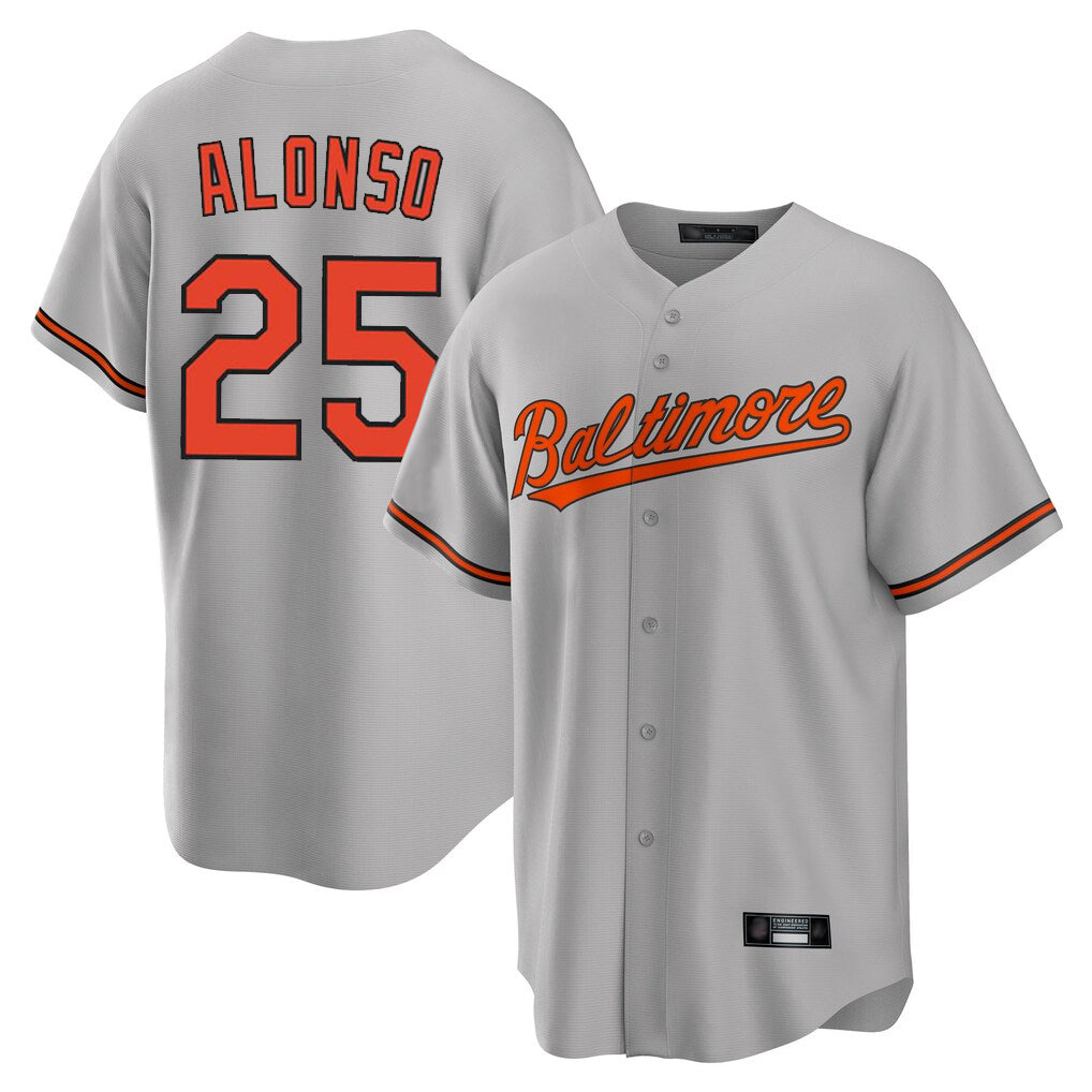 Tlead B.Orioles #25 Pete Alonso Player Gray Home Game Stitched Jerseys