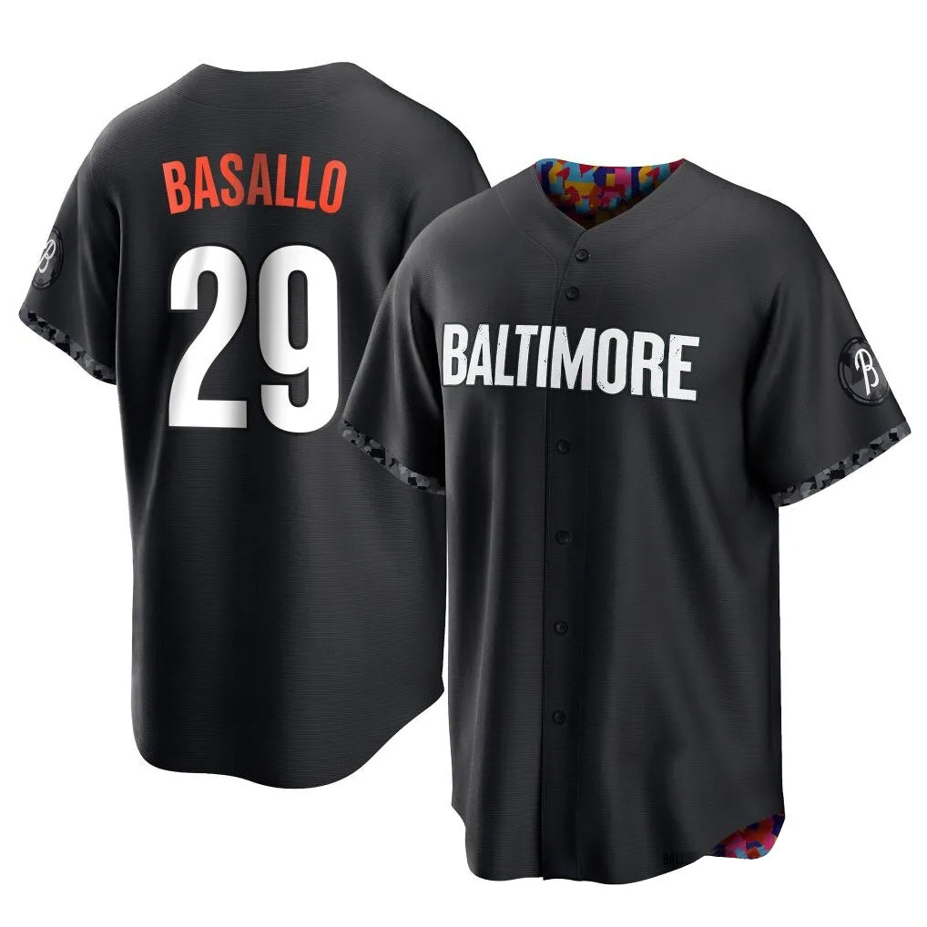 Tlead B.Orioles #29 Samuel Basallo Player Black City Connect Home Game Stitched Jerseys