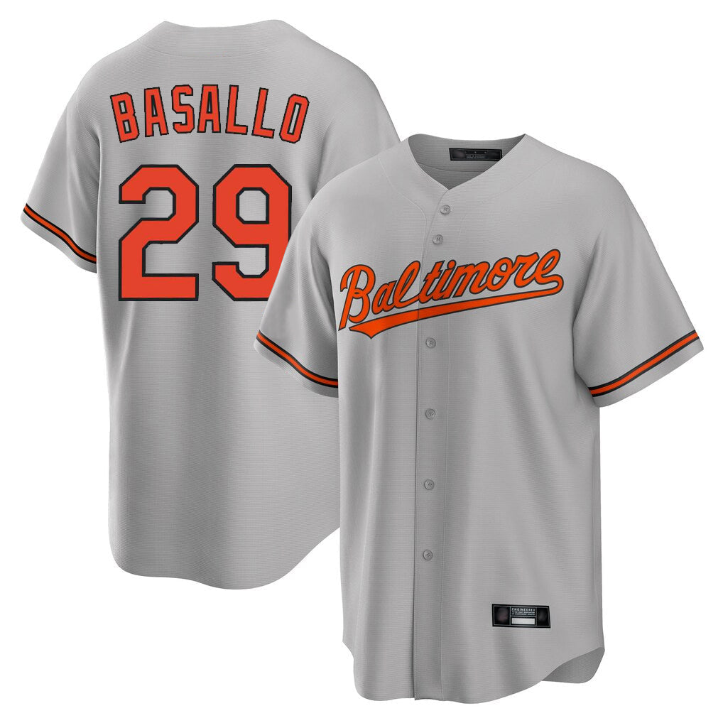 Tlead B.Orioles #29 Samuel Basallo Player Gray Home Game Stitched Jerseys