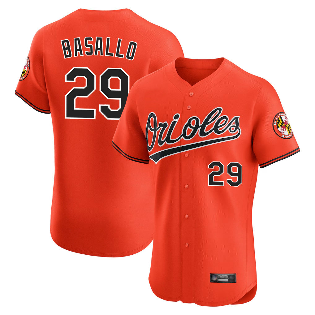 Tlead B.Orioles #29 Samuel Basallo Player Orange Limited Elite Home Game Stitched Jerseys