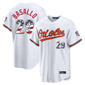 Tlead B.Orioles #29 Samuel Basallo Player White USA 250 Fourth of July Home Game Stitched Jerseys