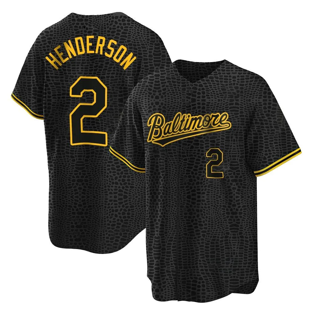 Tlead B.Orioles #2 Gunnar Henderson Player Black Snake Skin City Home Game Stitched Jerseys