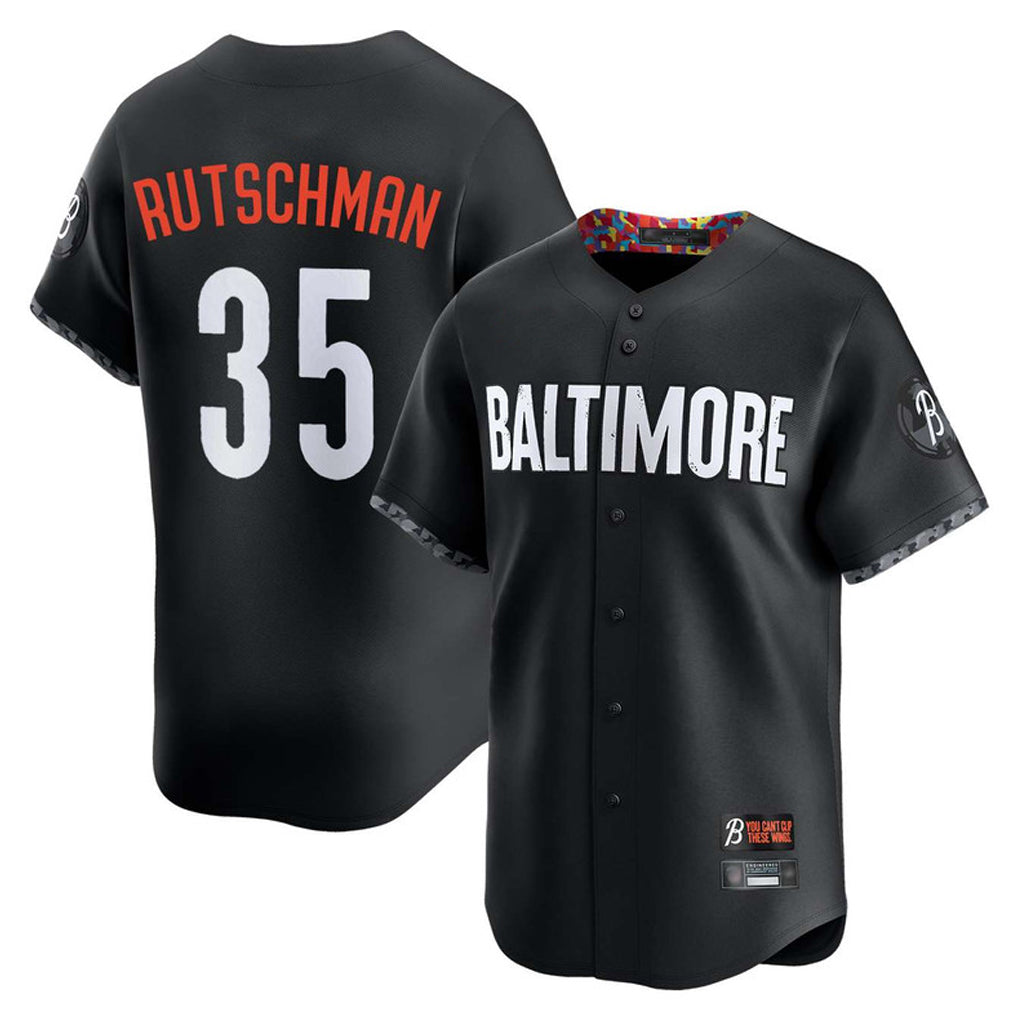 Tlead B.Orioles #35 Adley Rutschman Player Black City Connect Limited Home Game Stitched Jerseys