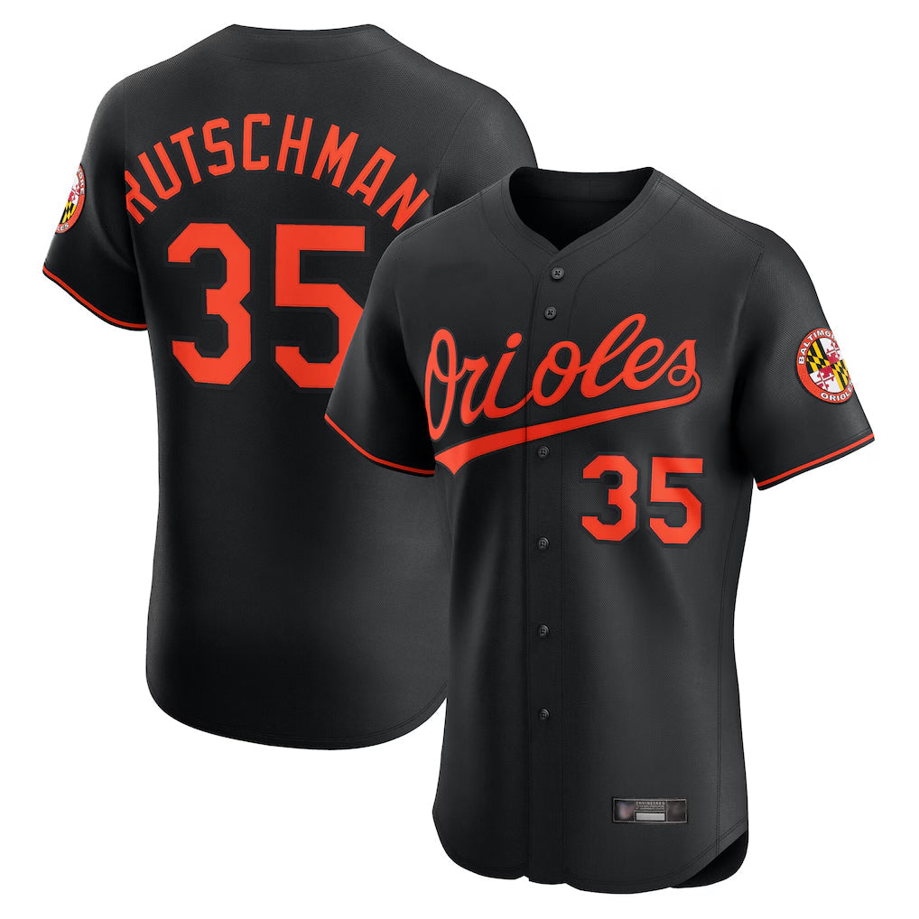 Tlead B.Orioles #35 Adley Rutschman Black Limited Elite Home Game Stitched Jerseys