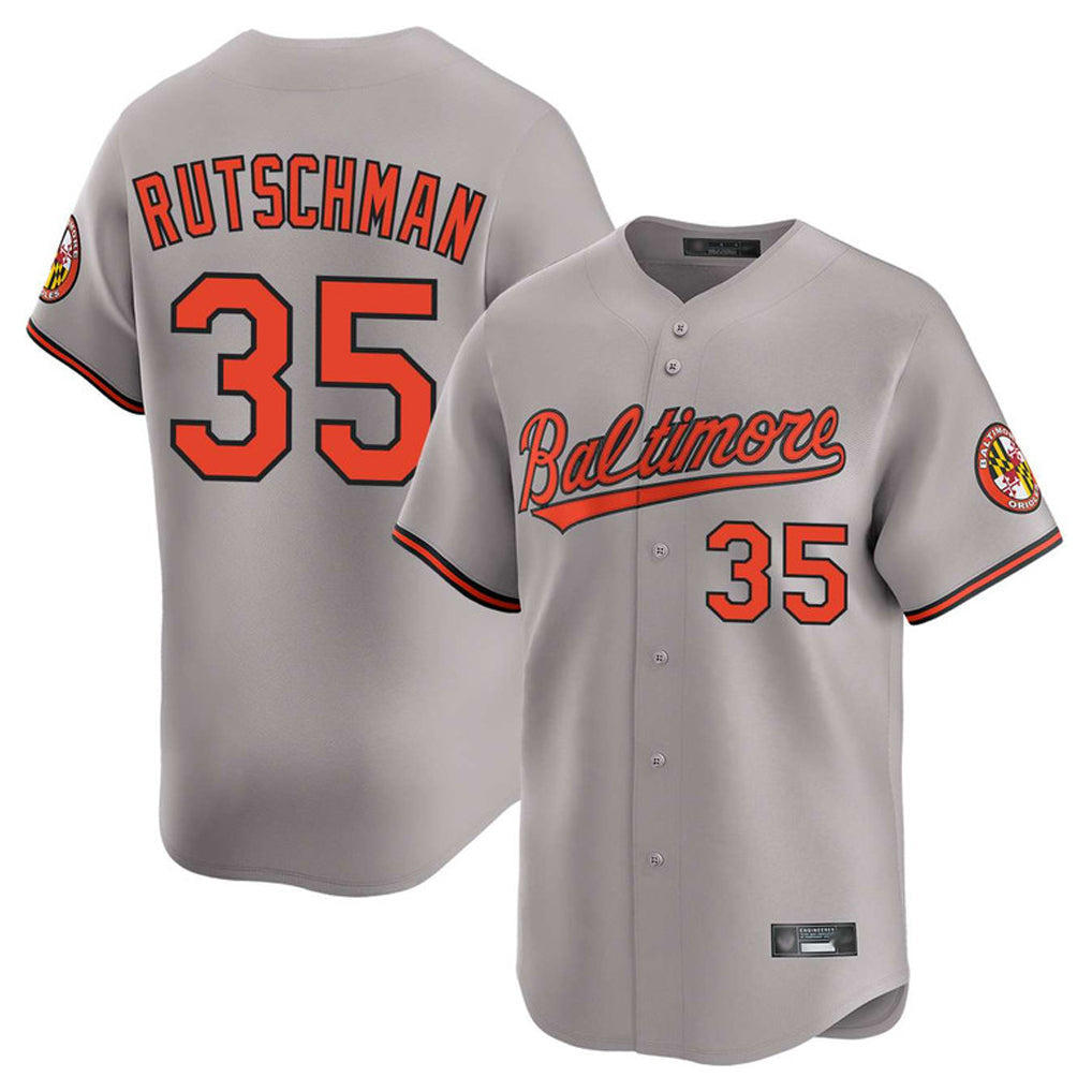 Tlead B.Orioles #35 Adley Rutschman Player Gray Home Game Stitched Jerseys