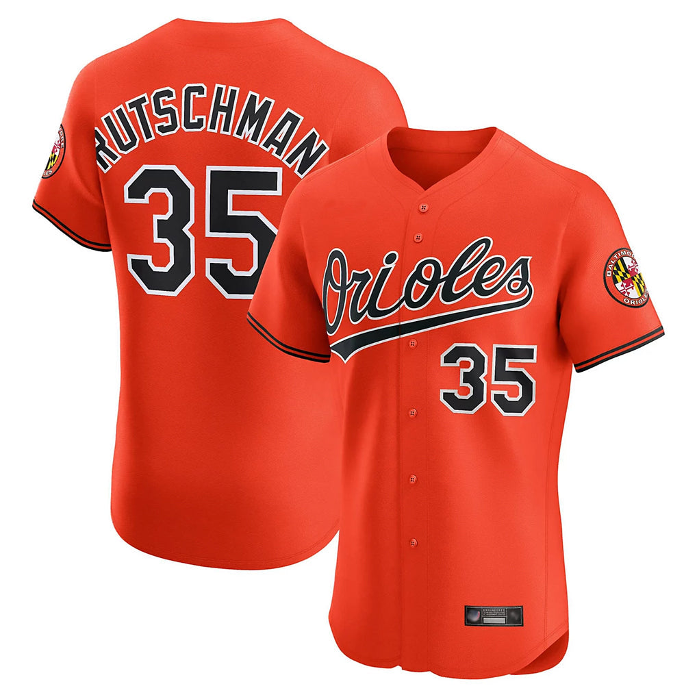 Tlead B.Orioles #35 Adley Rutschman Orange T-shirt Limited Home Game Stitched Jerseys