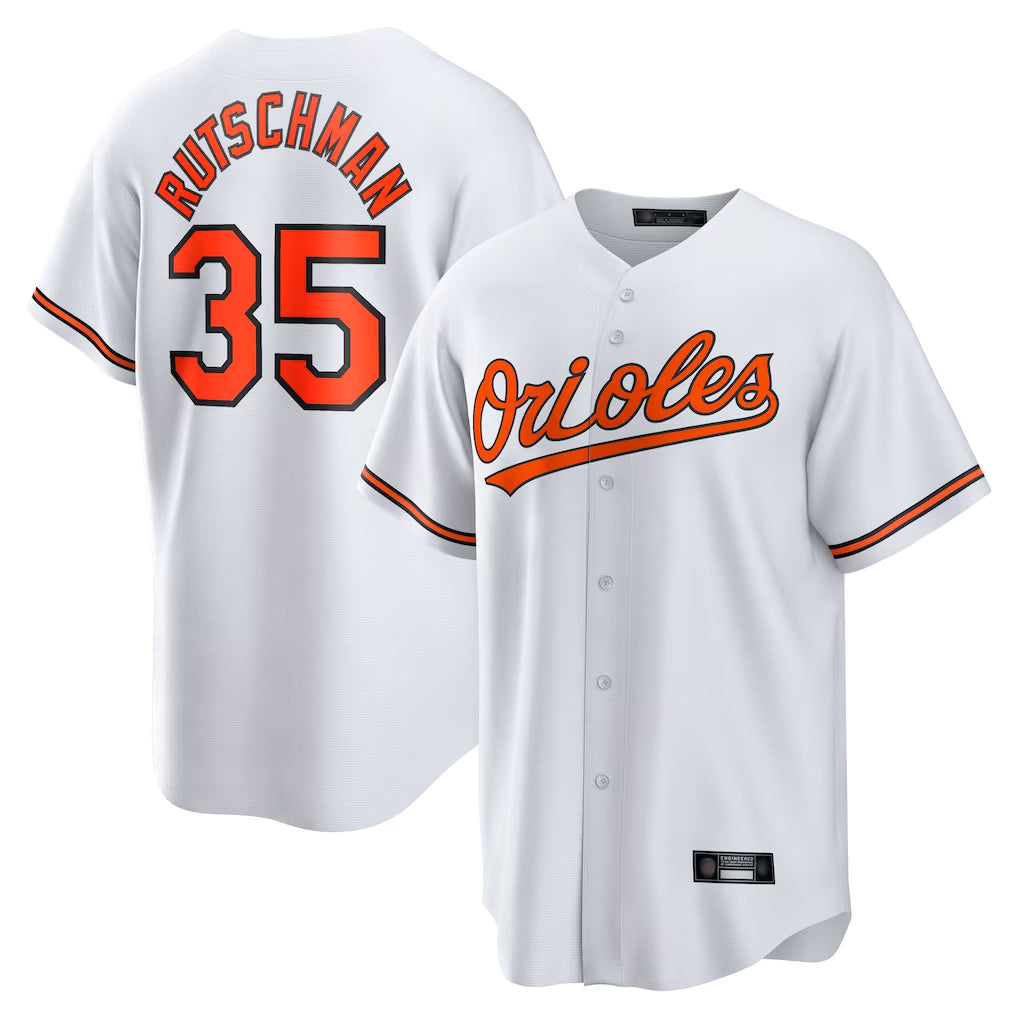 Tlead B.Orioles #35 Adley Rutschman Player White Home Game Stitched Jerseys