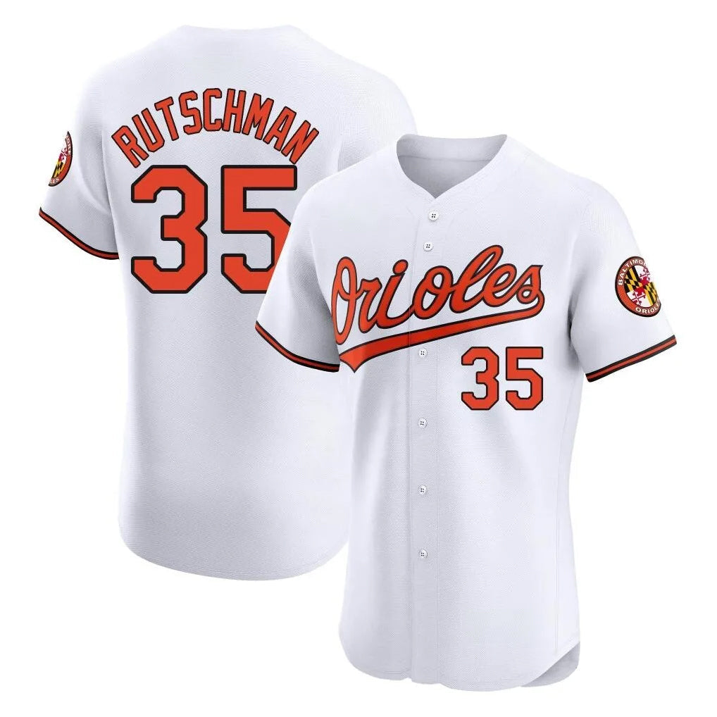 Tlead B.Orioles #35 Adley Rutschman Player White Limited Elite Home Game Stitched Jerseys