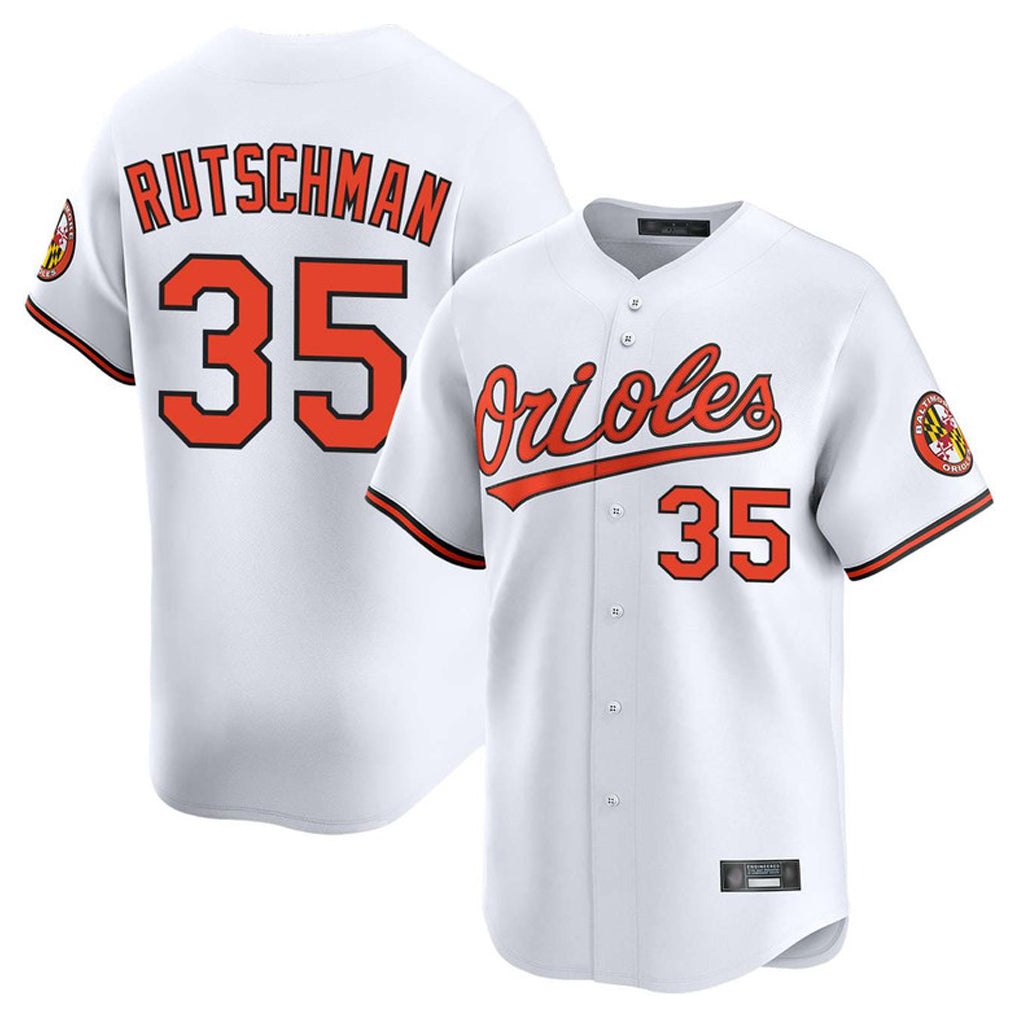 Tlead B.Orioles #35 Adley Rutschman Player White Limited Home Game Stitched Jerseys
