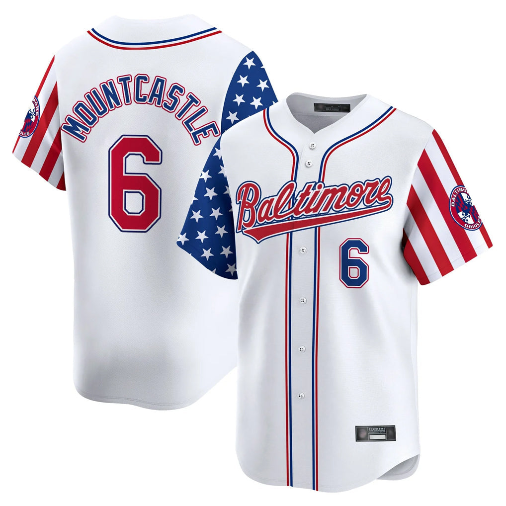 Tlead B.Orioles #6 Ryan Mountcastle Player White Independence Day Vapor Premier Limited Home Game Stitched Jerseys