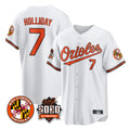 Tlead B.Orioles #7 Jackson Holliday Player White 30th Anniversary of 2131 Home Game Stitched Jerseys