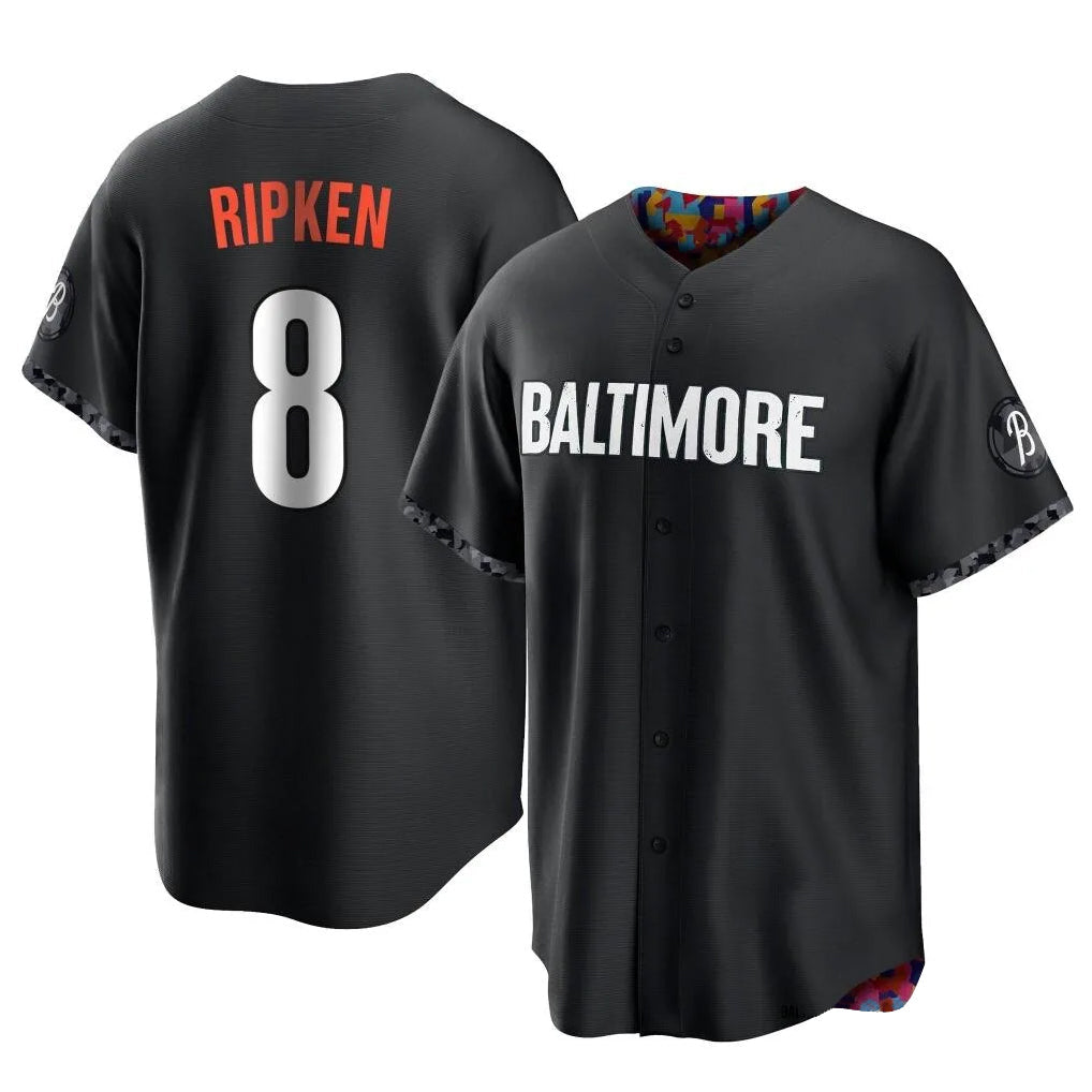 Tlead B.Orioles #8 Cal Ripken Player Black City Connect Home Game Stitched Jerseys