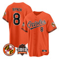 Tlead B.Orioles #8 Cal Ripken Player Orange 30th Anniversary of 2131 Home Game Stitched Jerseys