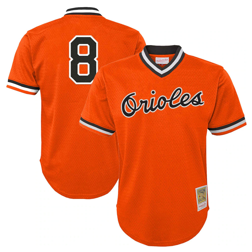 Tlead B.Orioles #8 Cal Ripken Player Orange Mitchell & Ness Cooperstown Collection Mesh T-shirt Game Stitched Jerseys