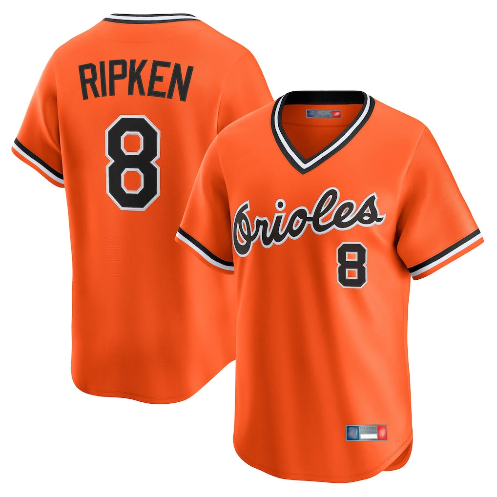 Tlead B.Orioles #8 Cal Ripken Player Orange T-shirt Limited Home Game Stitched Jerseys