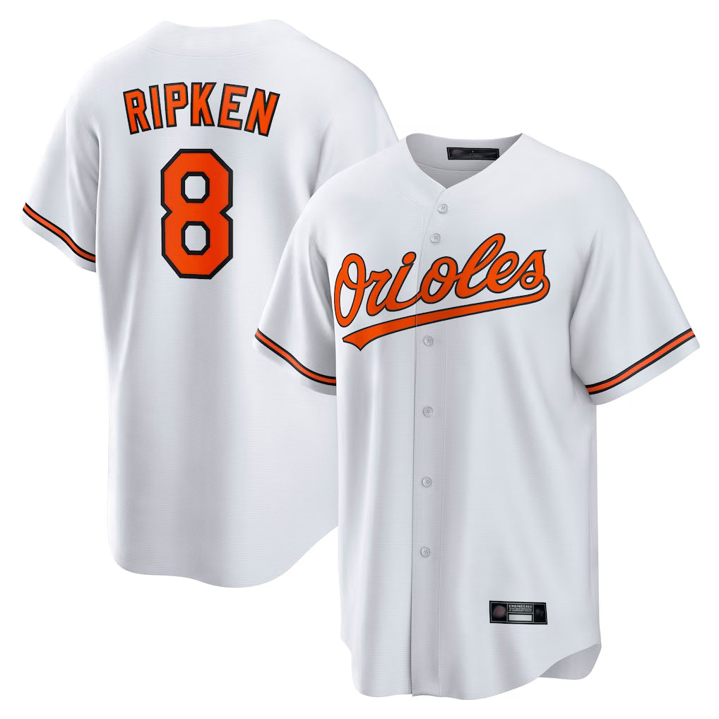 Tlead B.Orioles #8 Cal Ripken Player White Home Game Stitched Jerseys