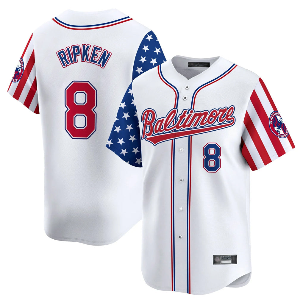 Tlead B.Orioles #8 Cal Ripken Player White Independence Day Vapor Premier Limited Home Game Stitched Jerseys