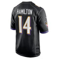 Tlead B.Ravens #14 Kyle Hamilton Player Black Home Game Stitched Jerseys