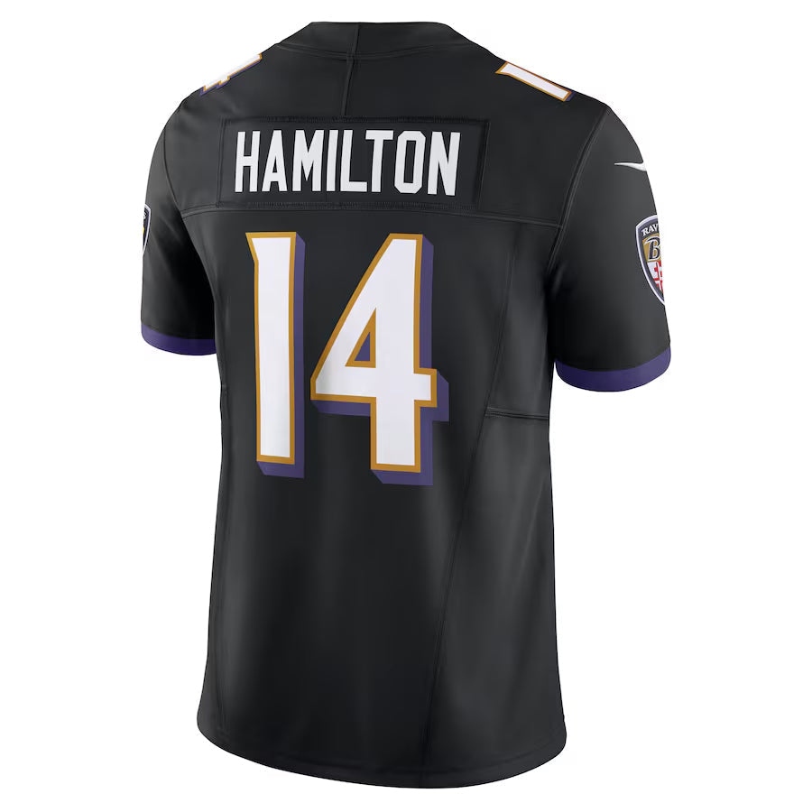 Tlead B.Ravens #14 Kyle Hamilton Player Black Vapor F.U.S.E. Limited Stitched Jerseys