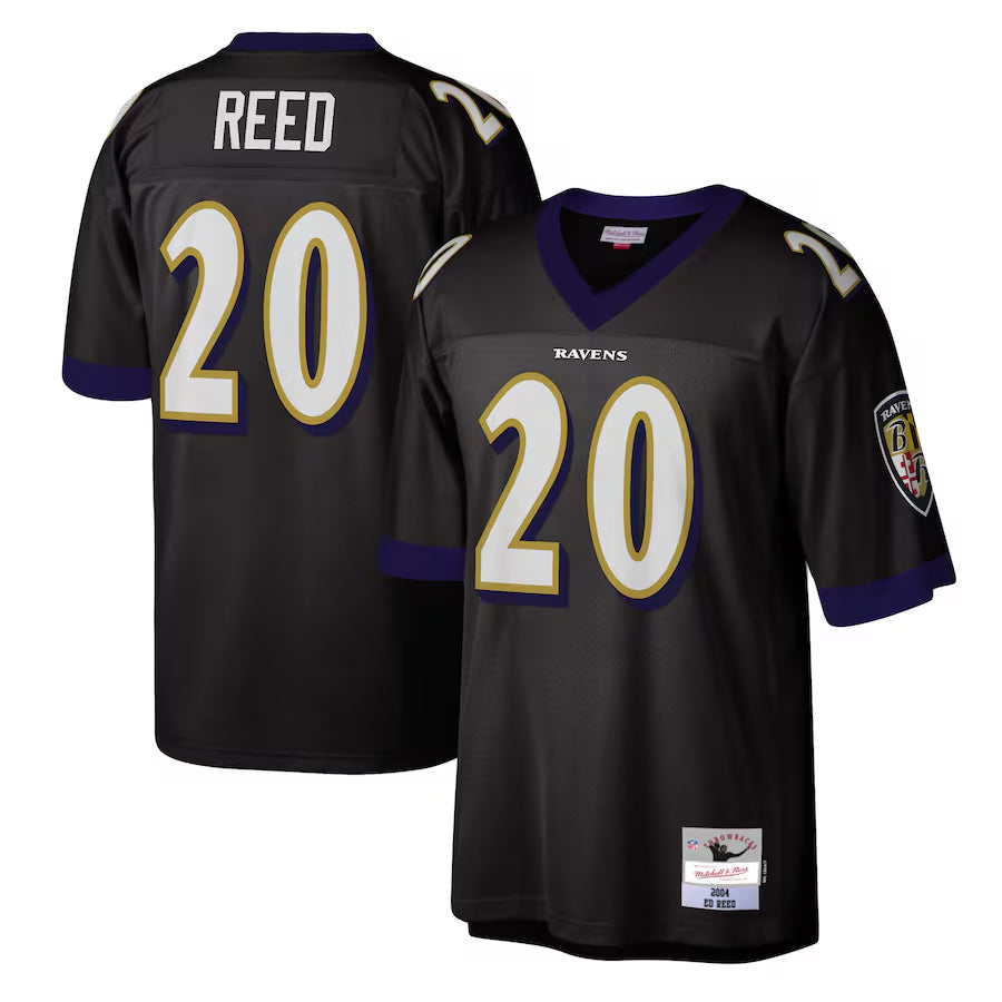 Tlead B.Ravens #20 Ed Reed Player Mitchell & Ness Black Legacy Replica Stitched Jerseys