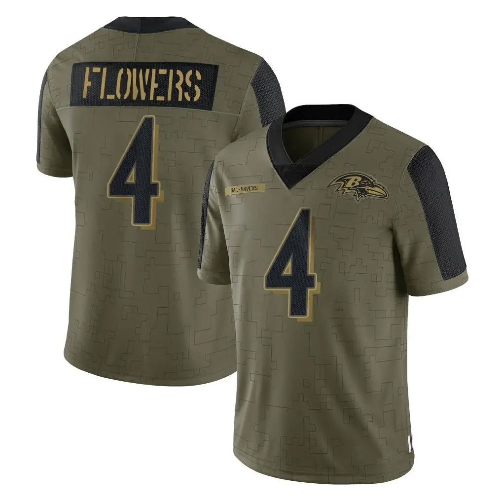 Tlead B.Ravens #4 Zay Flowers Player Olive Salute To Service Limited Game Stitched Jerseys