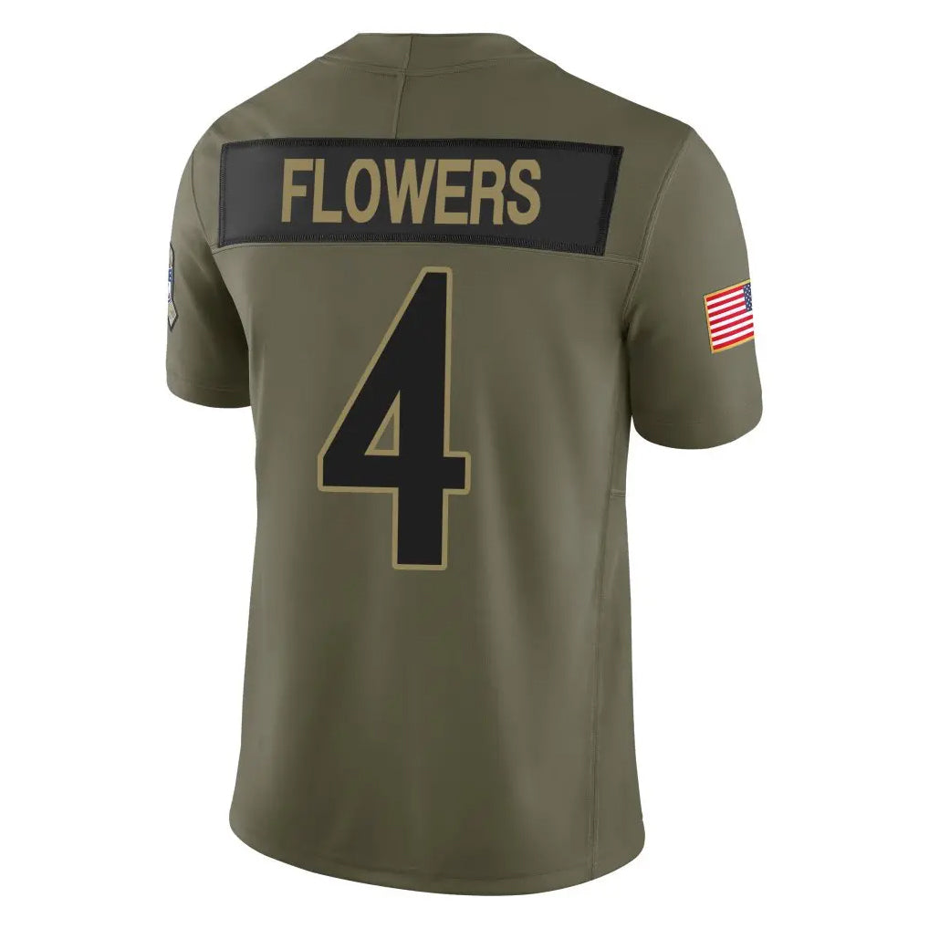 Tlead B.Ravens #4 Zay Flowers Player Olive Salute To Service Limited Home Game Stitched Jerseys