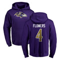 Tlead B.Ravens #4 Zay Flowers Player Purple Salute to Service Pullover Hoodie Stitched Jerseys