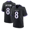 Tlead B.Ravens #8 Lamar Jackson Player Black Home Game Stitched Jerseys